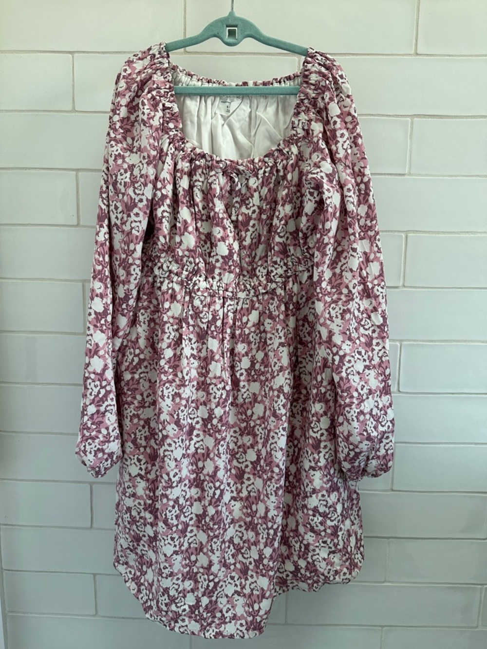 Abercrombie Kids size 9/10 Floral Puff-Sleeve Tunic Dress in Dusty Rose